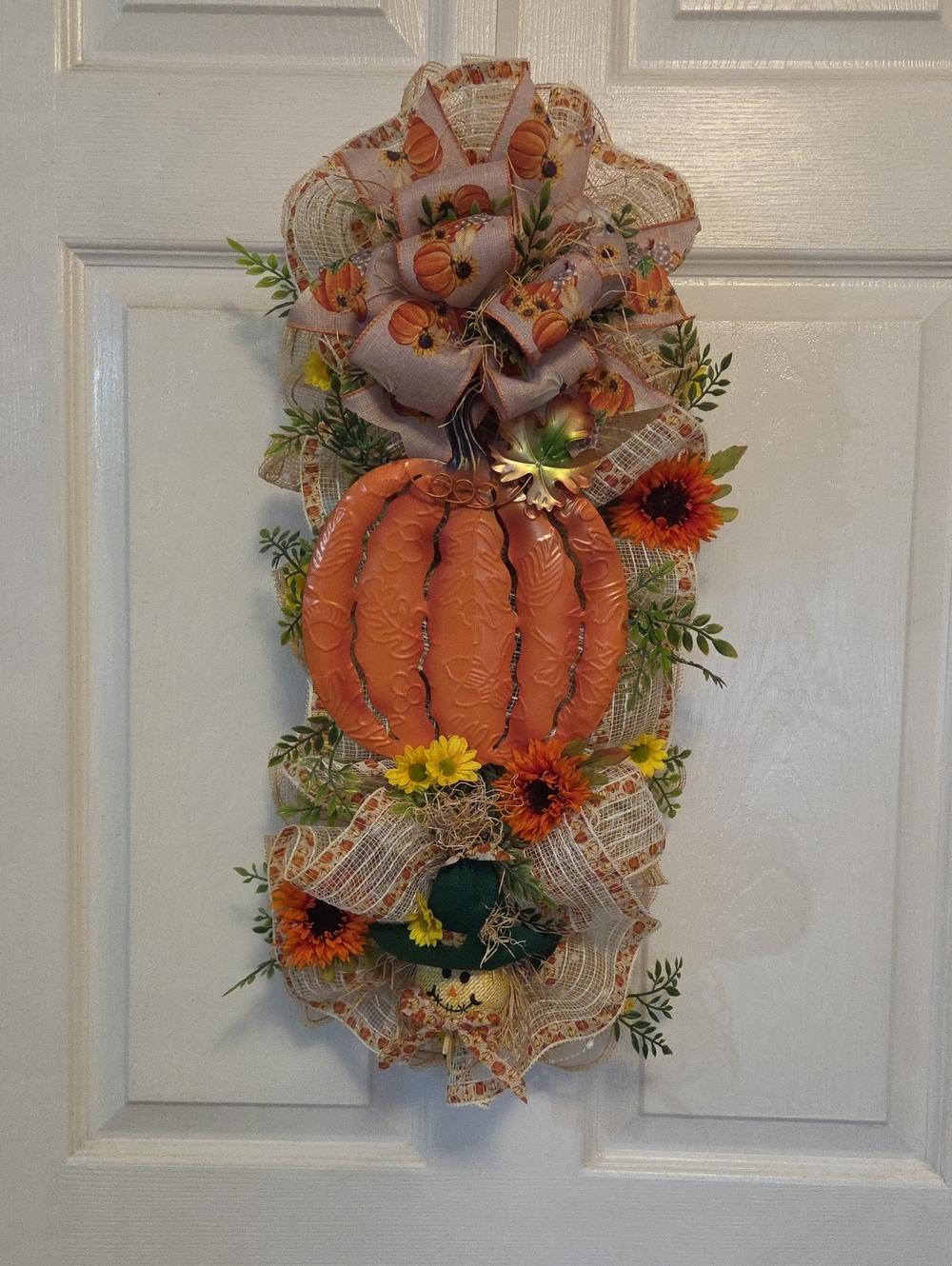 Fall Pumpkin Wreath Swag For Door Or Wall